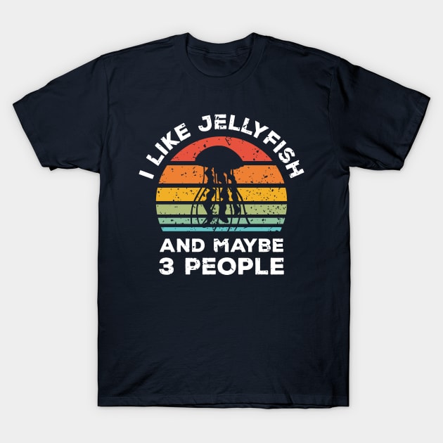 I Like Jellyfish and Maybe 3 People, Retro Vintage Sunset with Style Old Grainy Grunge Texture T-Shirt by Ardhsells